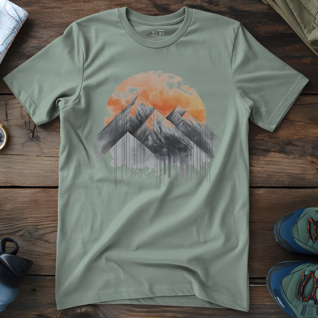 Viri Cotton Ltd. T-Shirt Aloe / 2XS Geometric Mountain Range T-Shirt