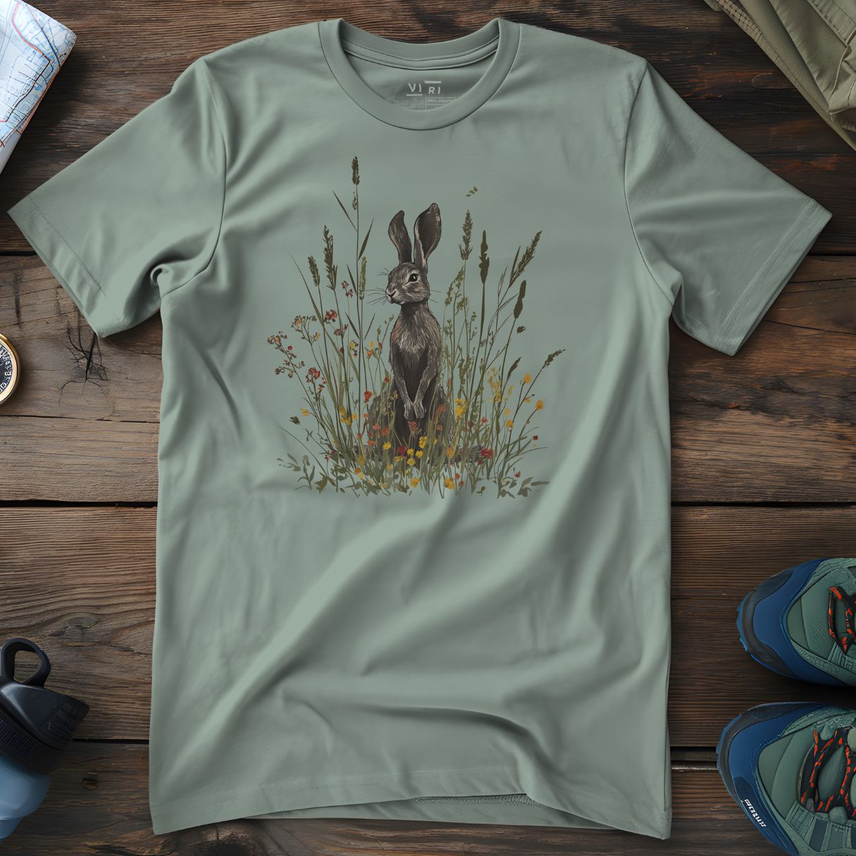 Viri Cotton Ltd. T-Shirt Aloe / 2XS Hare In Grass T-Shirt