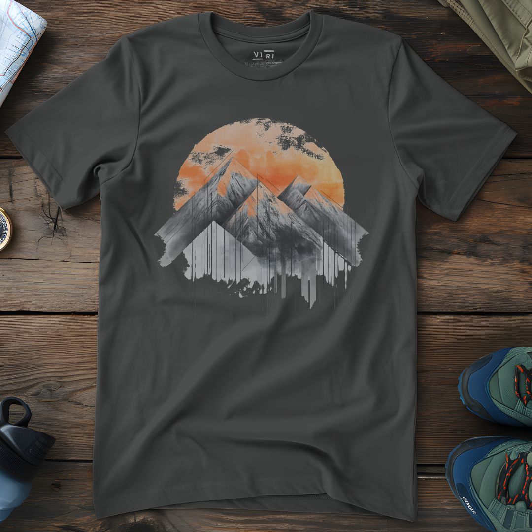 Viri Cotton Ltd. T-Shirt Anthracite / 2XS Geometric Mountain Range T-Shirt