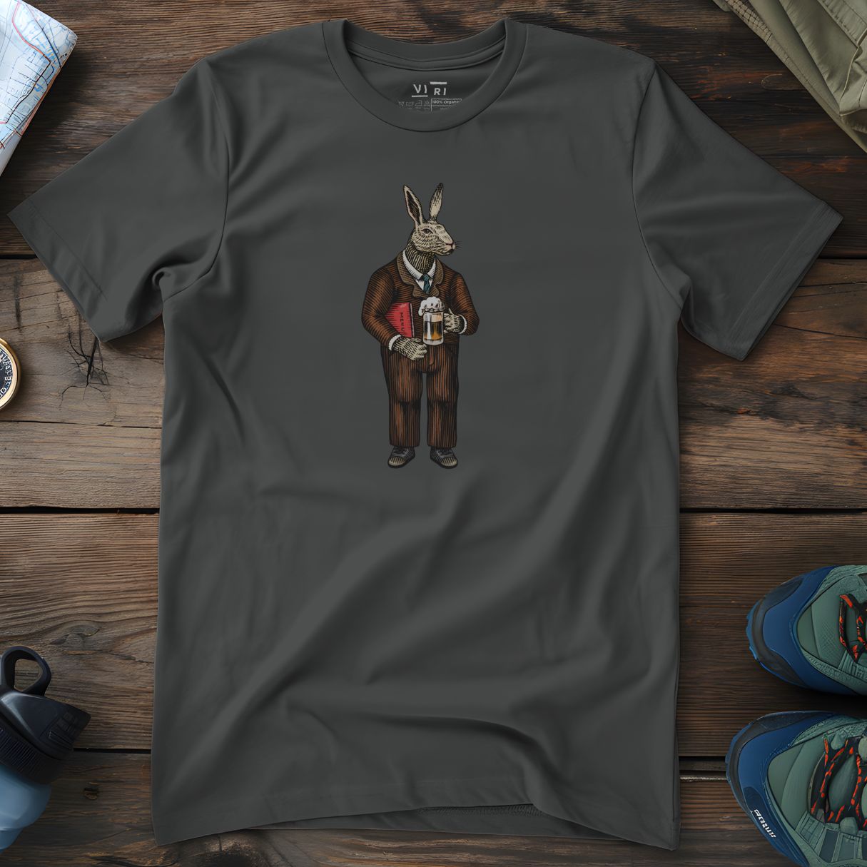 Viri Cotton Ltd. T-Shirt Anthracite / 2XS Hare With Pint T-Shirt