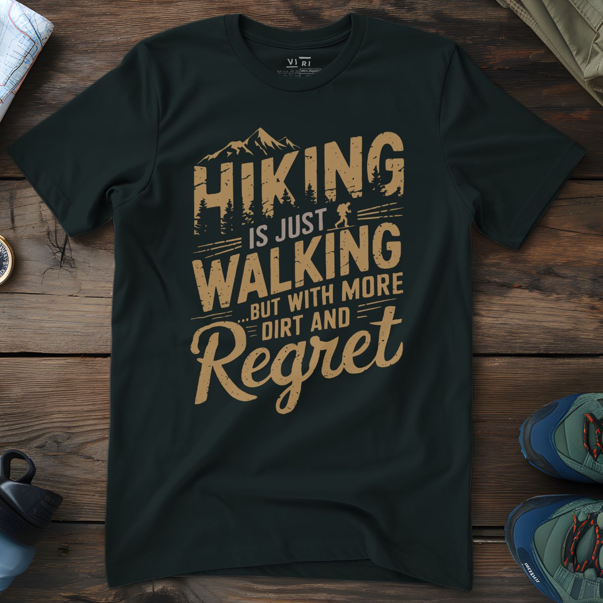 Viri Cotton Ltd. T-Shirt Black / 2XS Hiking Is Just Walking T-Shirt