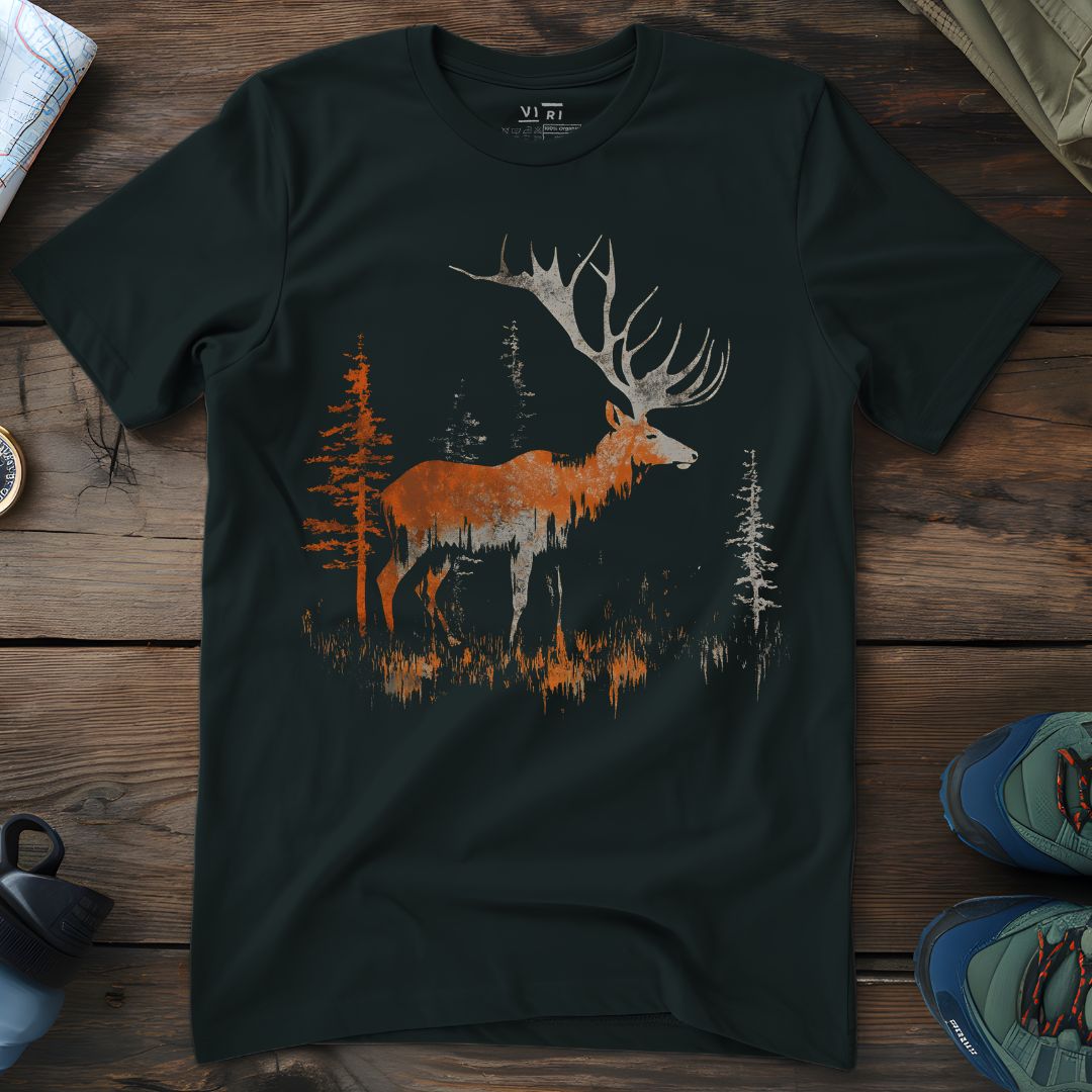 Viri Cotton Ltd. T-Shirt Black / 2XS Red Forest Elk T-Shirt