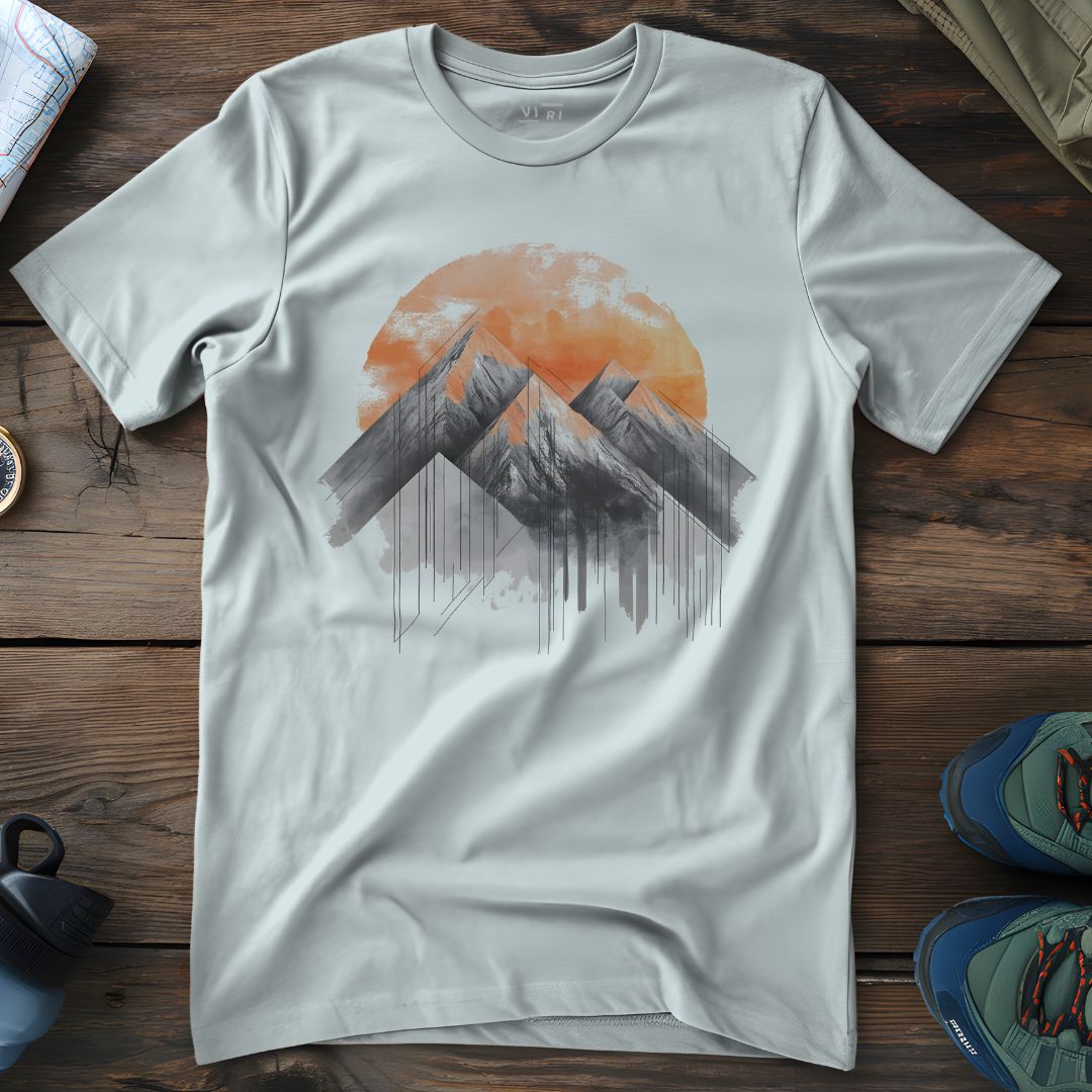 Viri Cotton Ltd. T-Shirt Blue Ice / 2XS Geometric Mountain Range T-Shirt