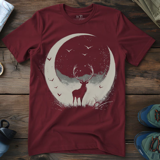 Viri Cotton Ltd. T-Shirt Burgundy / 2XS Crescent Moon Stag T-Shirt