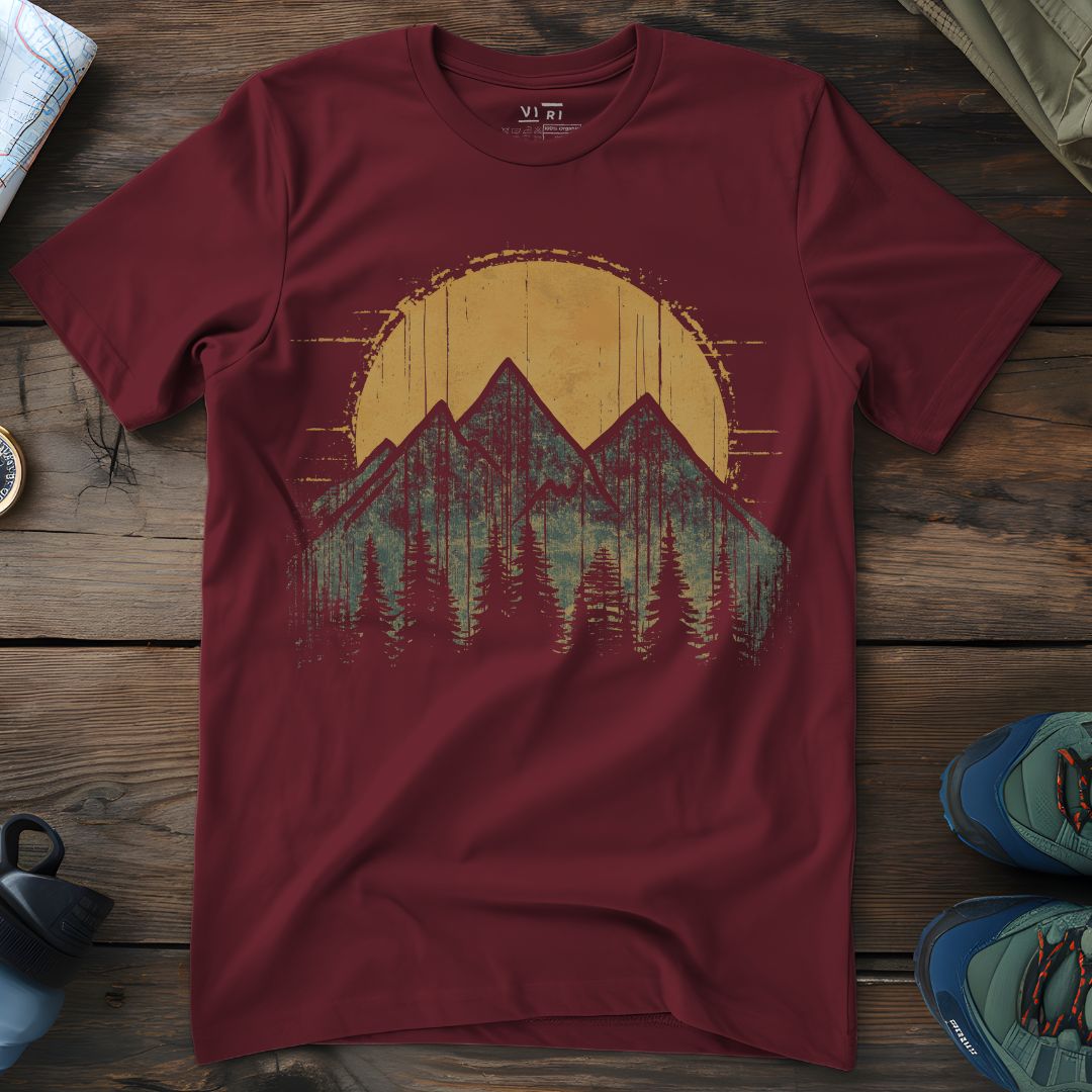 Viri Cotton Ltd. T-Shirt Burgundy / 2XS Green Mountains T-Shirt