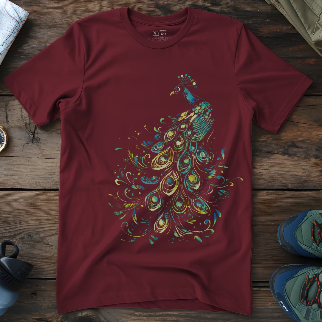 Viri Cotton Ltd. T-Shirt Burgundy / 2XS Painted Peacock T-Shirt