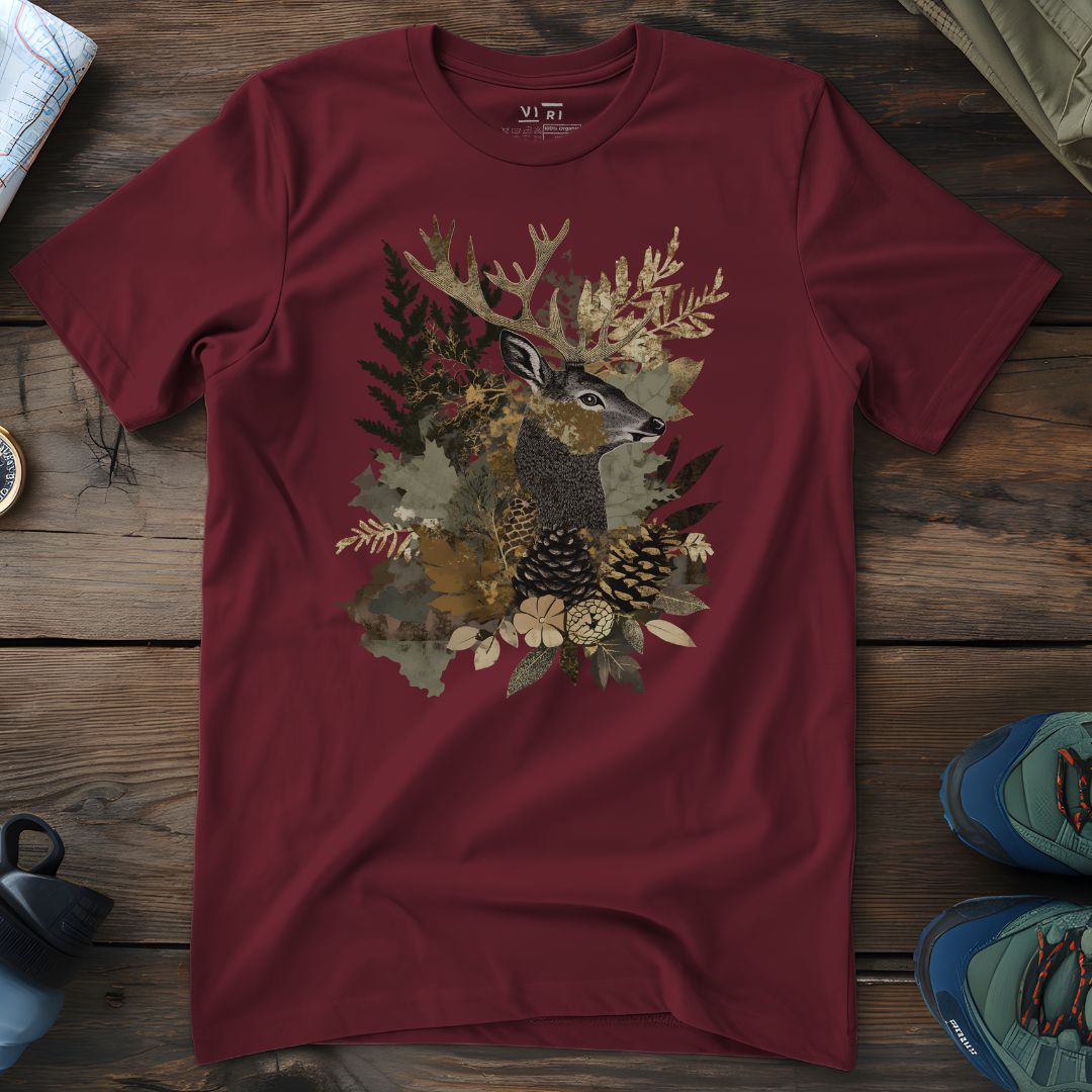 Viri Cotton Ltd. T-Shirt Burgundy / 2XS Woodland Collage T-Shirt