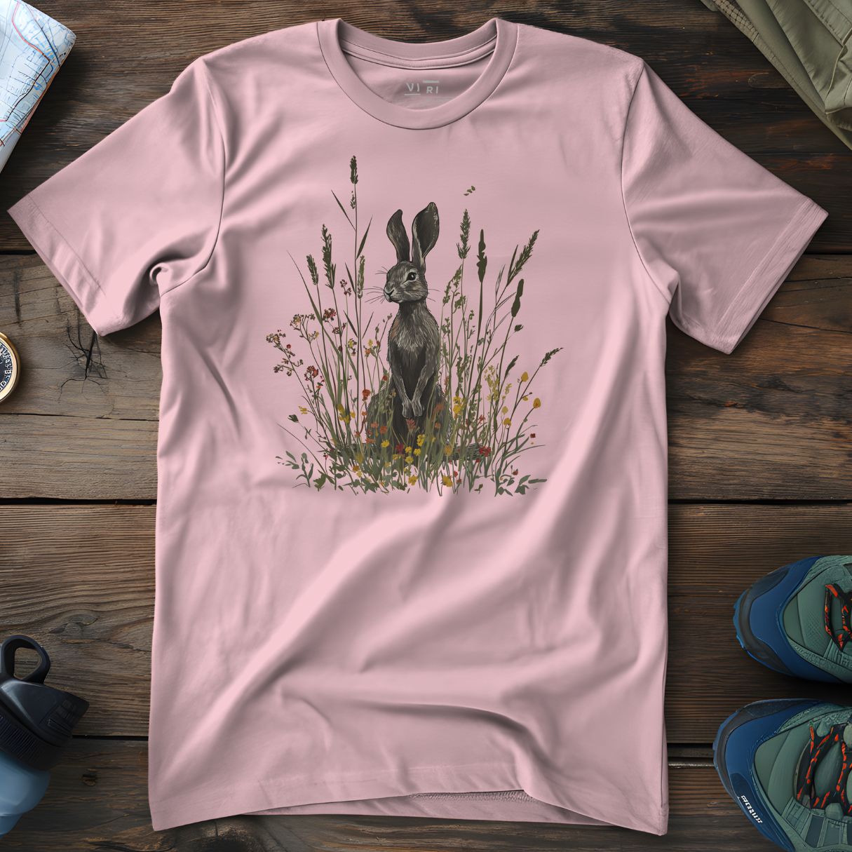 Viri Cotton Ltd. T-Shirt Cotton Pink / 2XS Hare In Grass T-Shirt