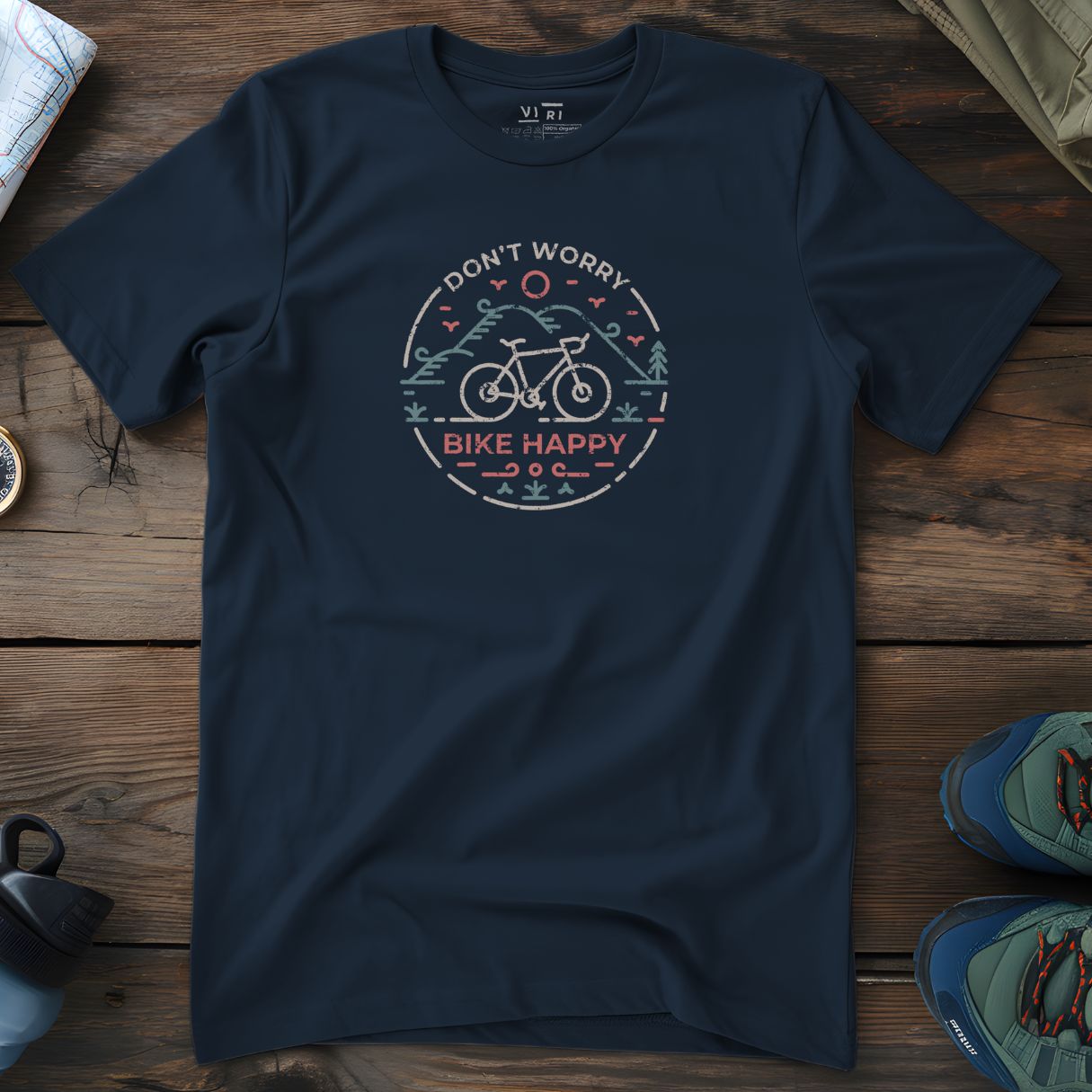 Viri Cotton Ltd. T-Shirt French Navy / 2XS Bike Happy T-Shirt