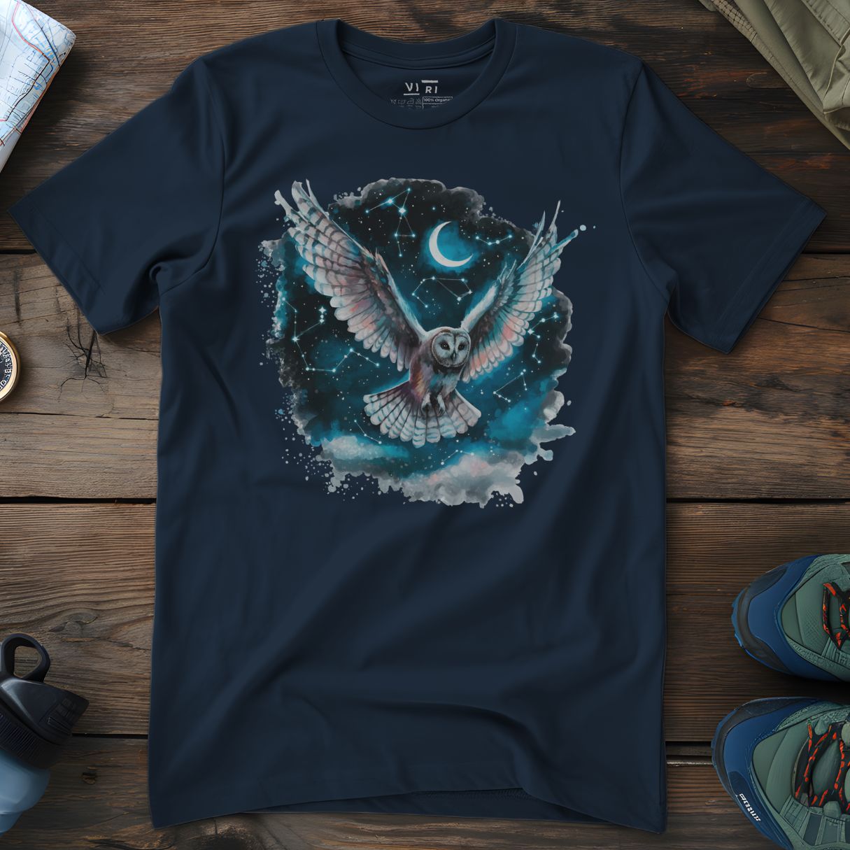 Viri Cotton Ltd. T-Shirt French Navy / 2XS Cosmic Owl T-Shirt