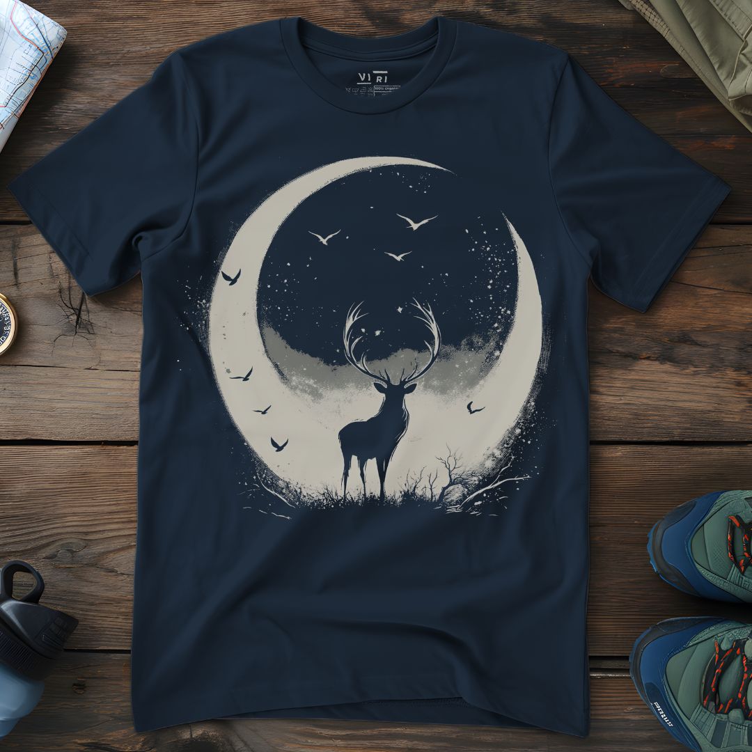 Viri Cotton Ltd. T-Shirt French Navy / 2XS Crescent Moon Stag T-Shirt