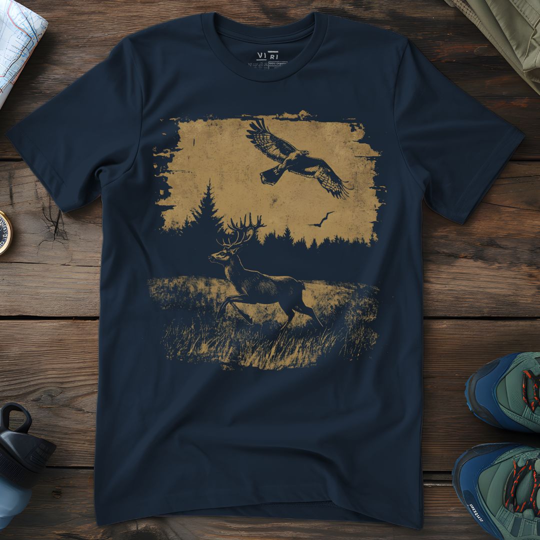 Viri Cotton Ltd. T-Shirt French Navy / 2XS Run Wild Deer T-Shirt