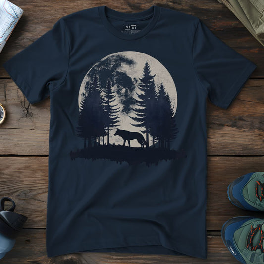 Viri Cotton Ltd. T-Shirt French Navy / 2XS Silver Moon Wolf T-Shirt