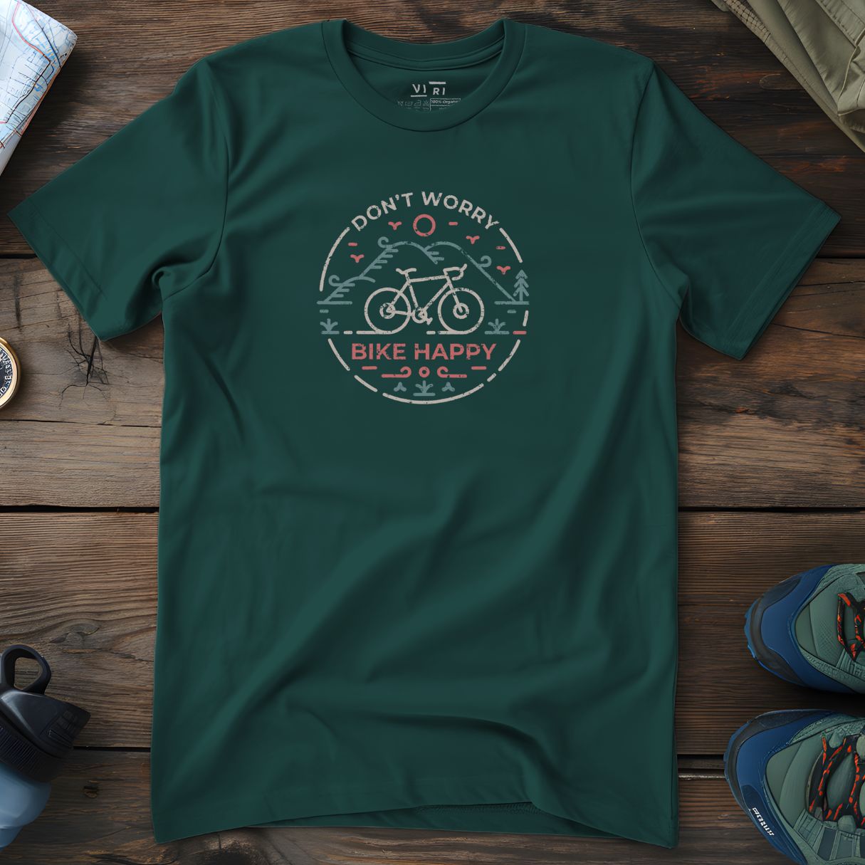 Viri Cotton Ltd. T-Shirt Glazed Green / 2XS Bike Happy T-Shirt