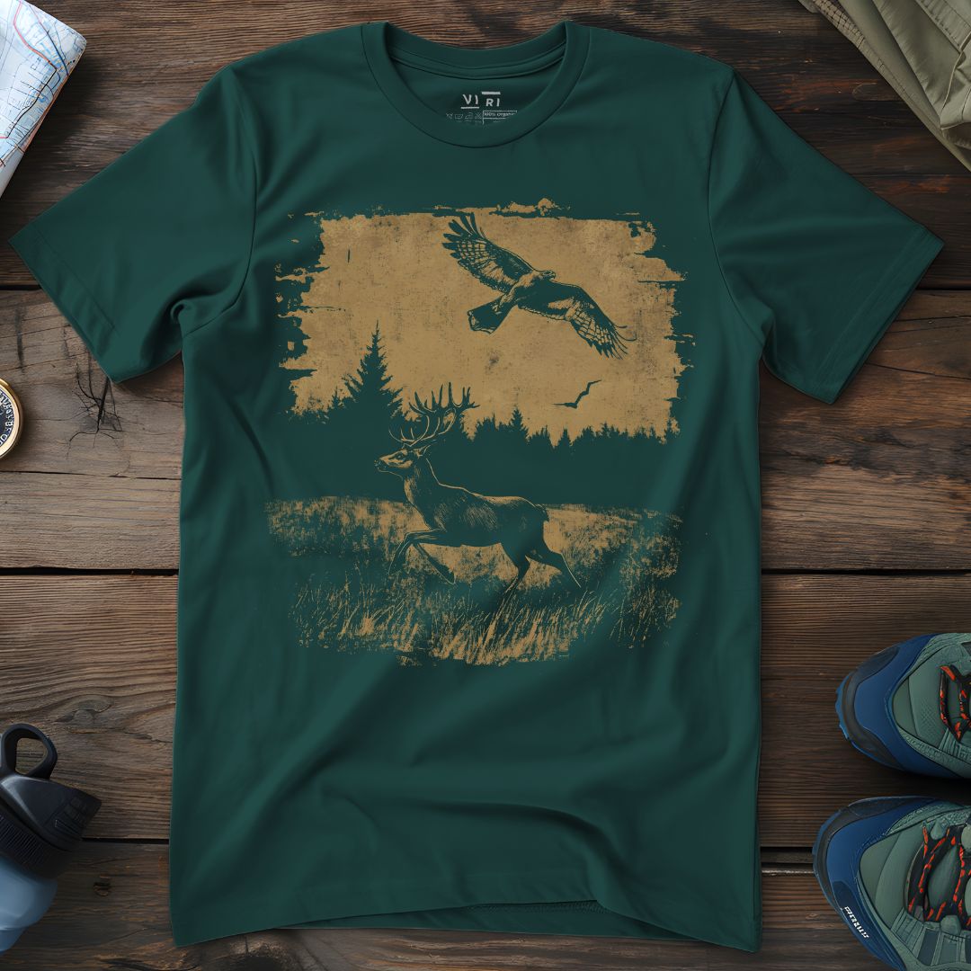 Viri Cotton Ltd. T-Shirt Glazed Green / 2XS Run Wild Deer T-Shirt