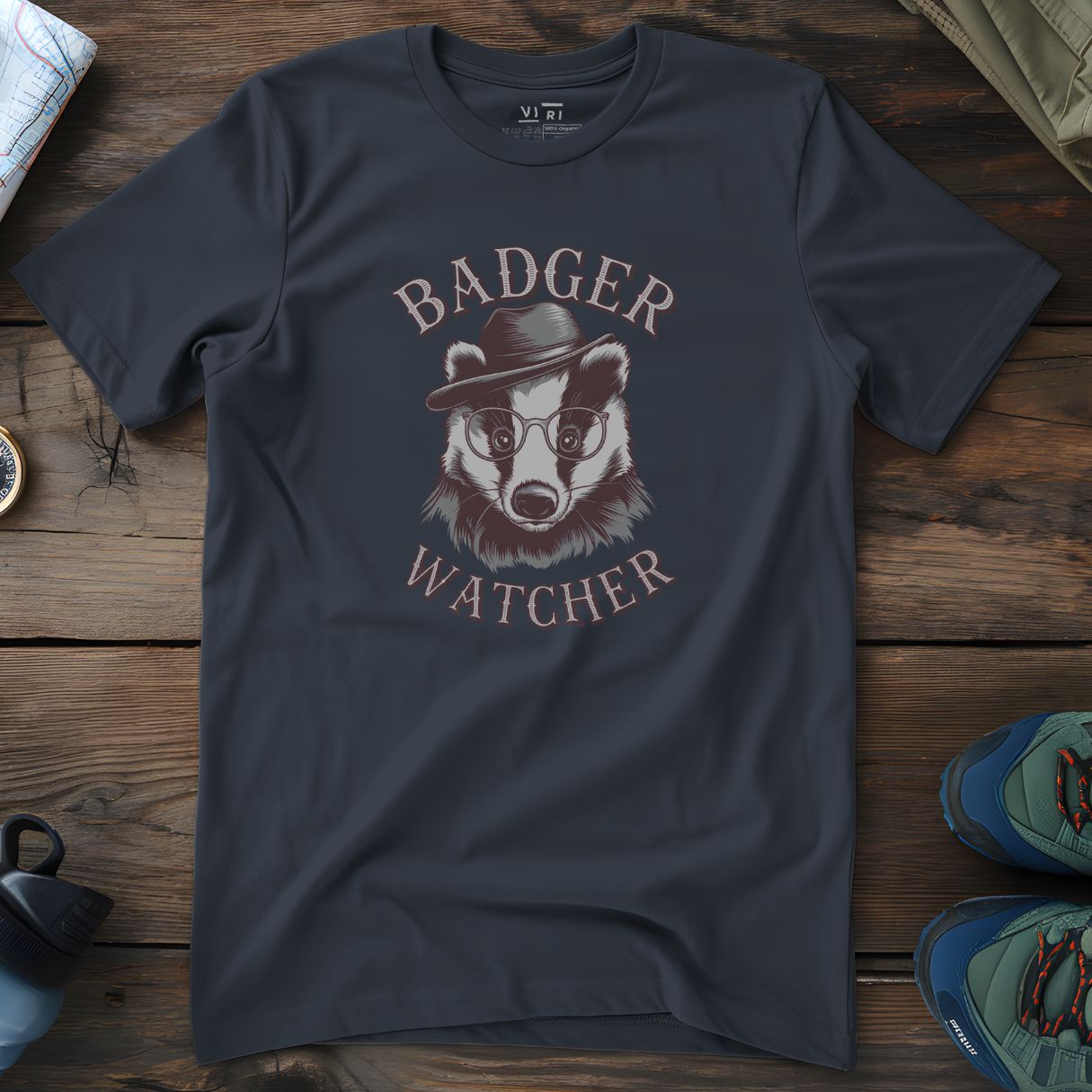 Viri Cotton Ltd. T-Shirt India Ink Grey / 2XS Badger Watcher T-Shirt