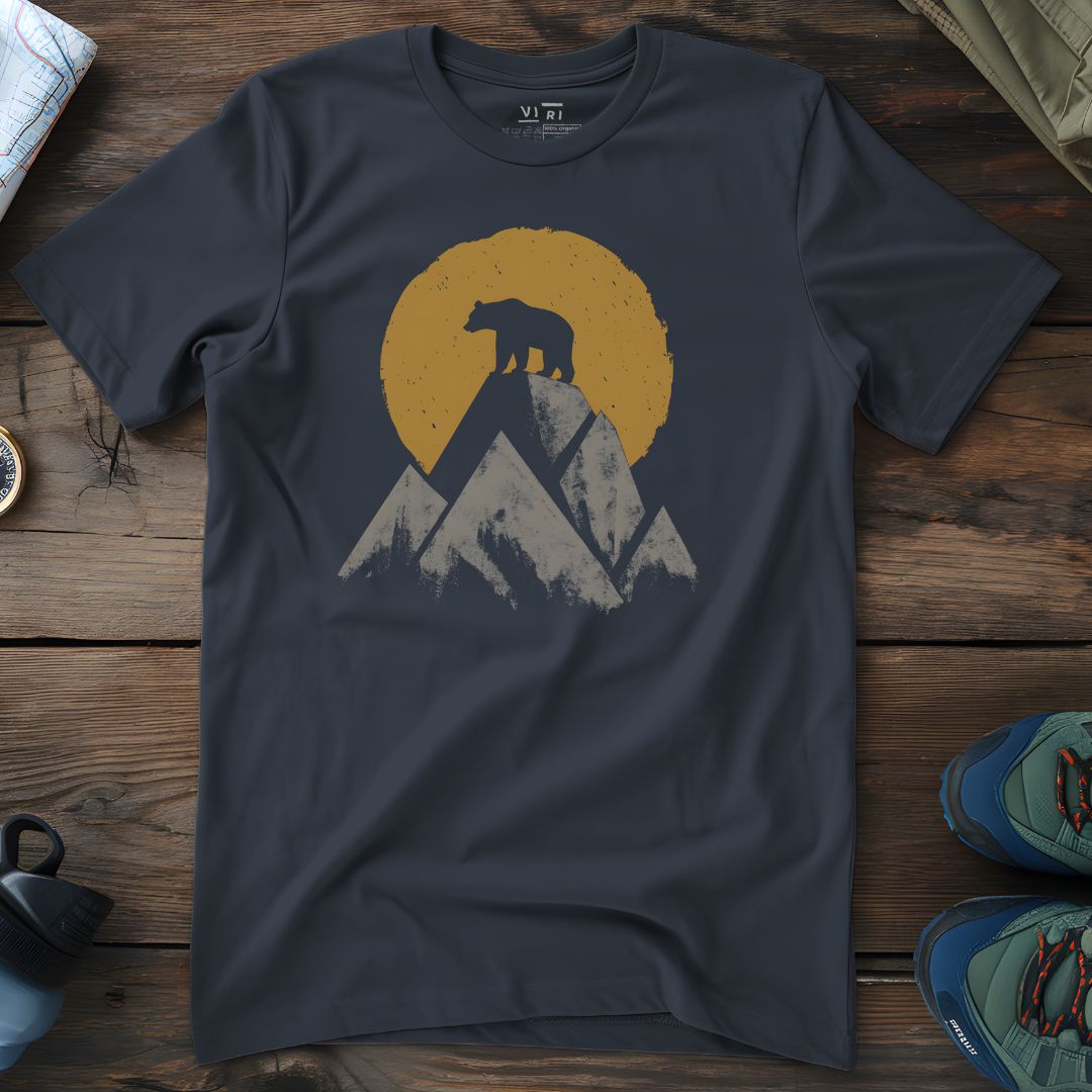 Viri Cotton Ltd. T-Shirt India Ink Grey / 2XS Mountain Peak Bear T-Shirt