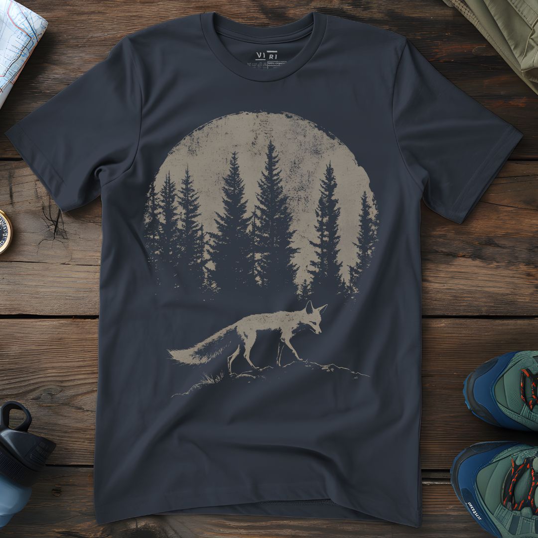 Viri Cotton Ltd. T-Shirt India Ink Grey / 2XS Pine Forest Fox T-Shirt