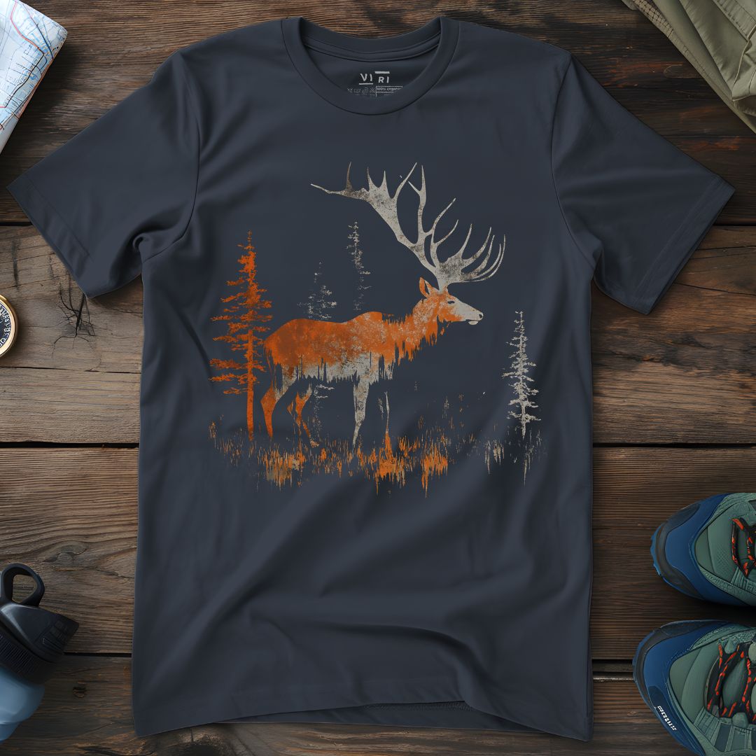 Viri Cotton Ltd. T-Shirt India Ink Grey / 2XS Red Forest Elk T-Shirt