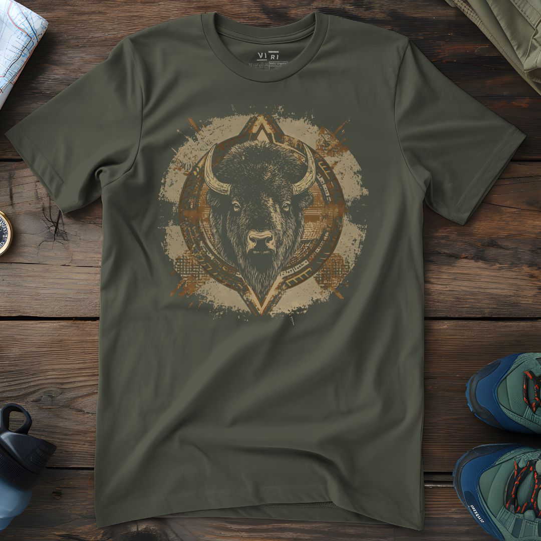 Viri Cotton Ltd. T-Shirt Khaki / 2XS Tribal Bison T-Shirt