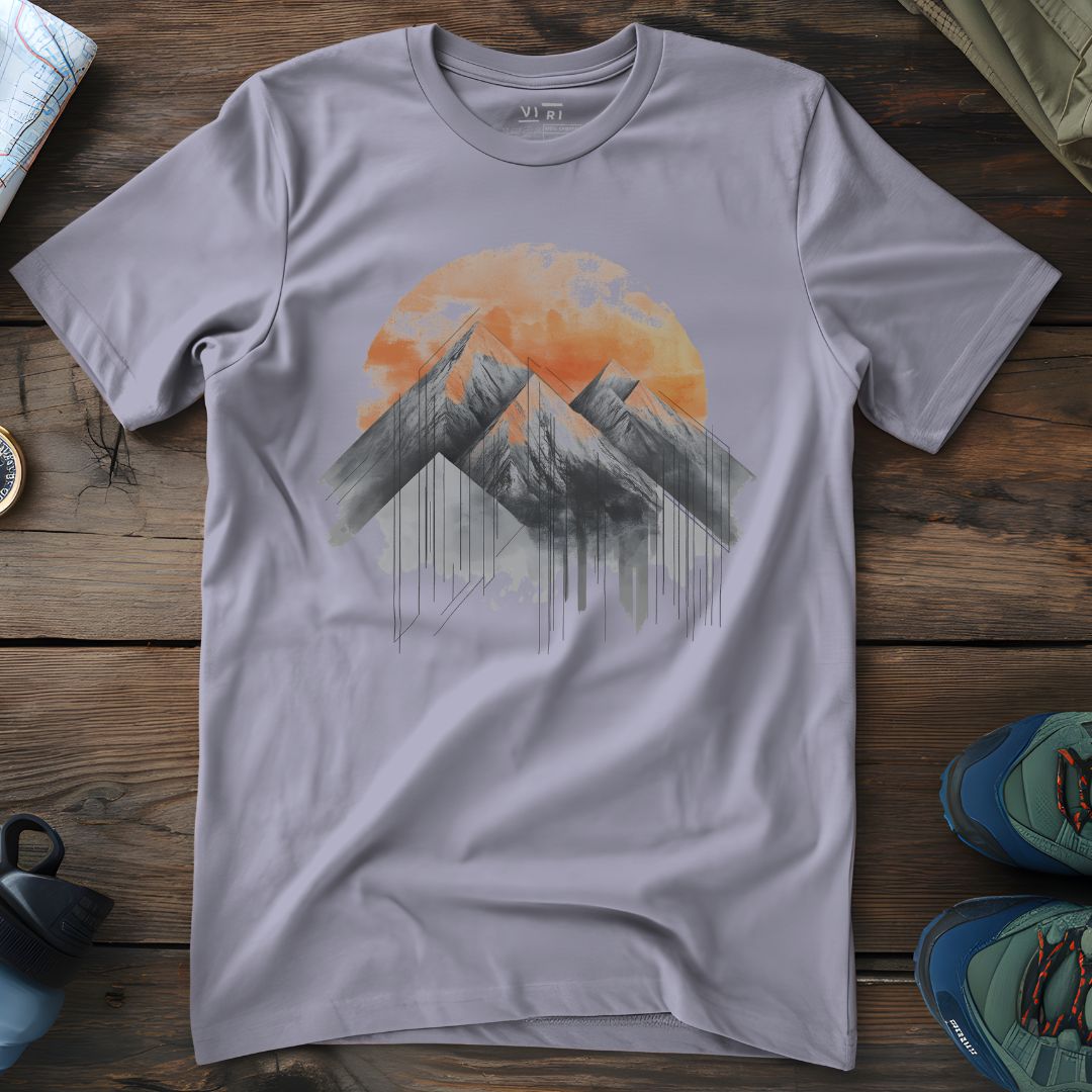 Viri Cotton Ltd. T-Shirt Lavender / 2XS Geometric Mountain Range T-Shirt