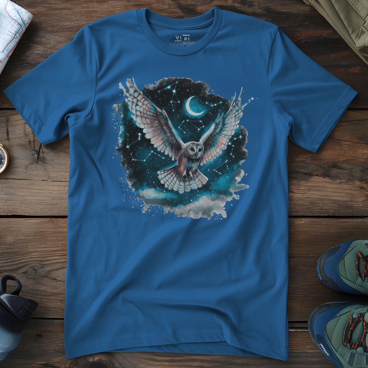 Viri Cotton Ltd. T-Shirt Mindful Blue / 2XS Cosmic Owl T-Shirt