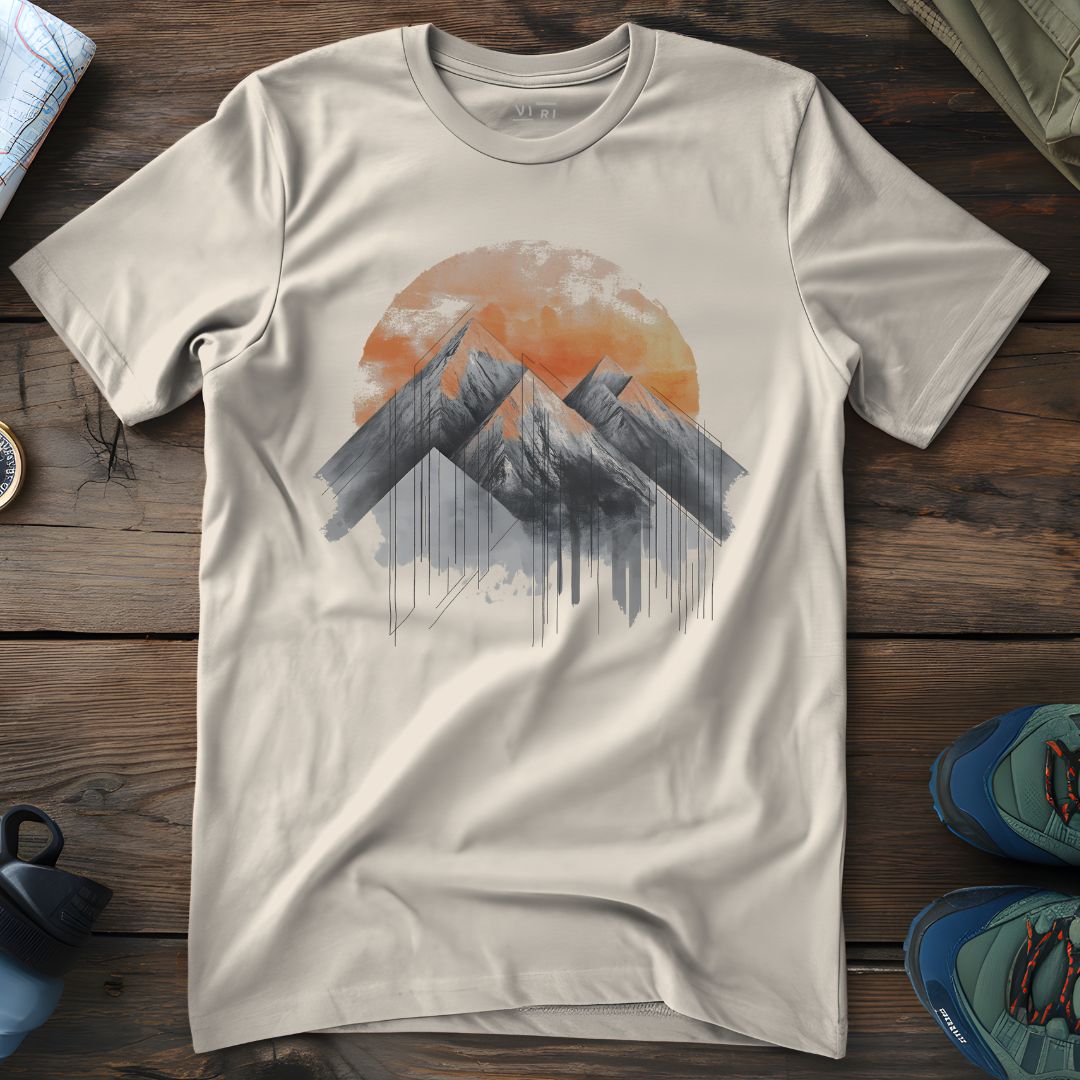 Viri Cotton Ltd. T-Shirt Natural Raw / 2XS Geometric Mountain Range T-Shirt