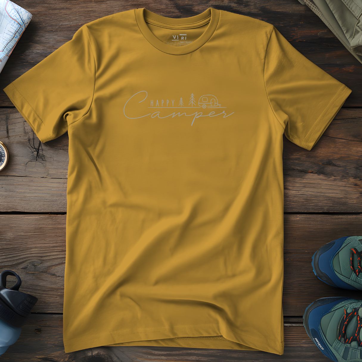 Viri Cotton Ltd. T-Shirt Ochre / 2XS Happy Camper T-Shirt