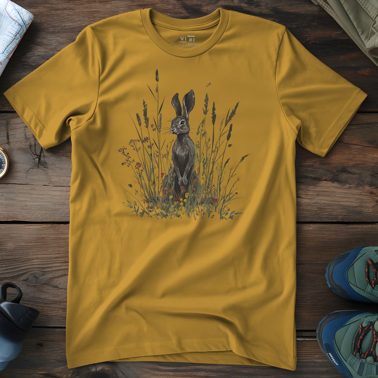 Viri Cotton Ltd. T-Shirt Ochre / 2XS Hare In Grass T-Shirt