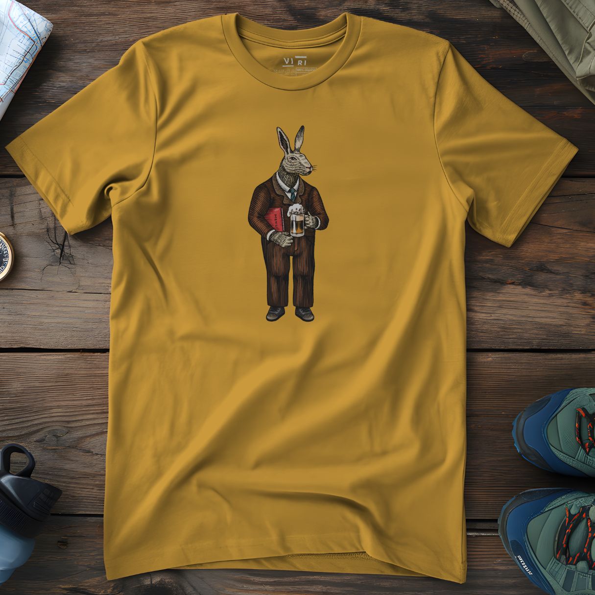 Viri Cotton Ltd. T-Shirt Ochre / 2XS Hare With Pint T-Shirt