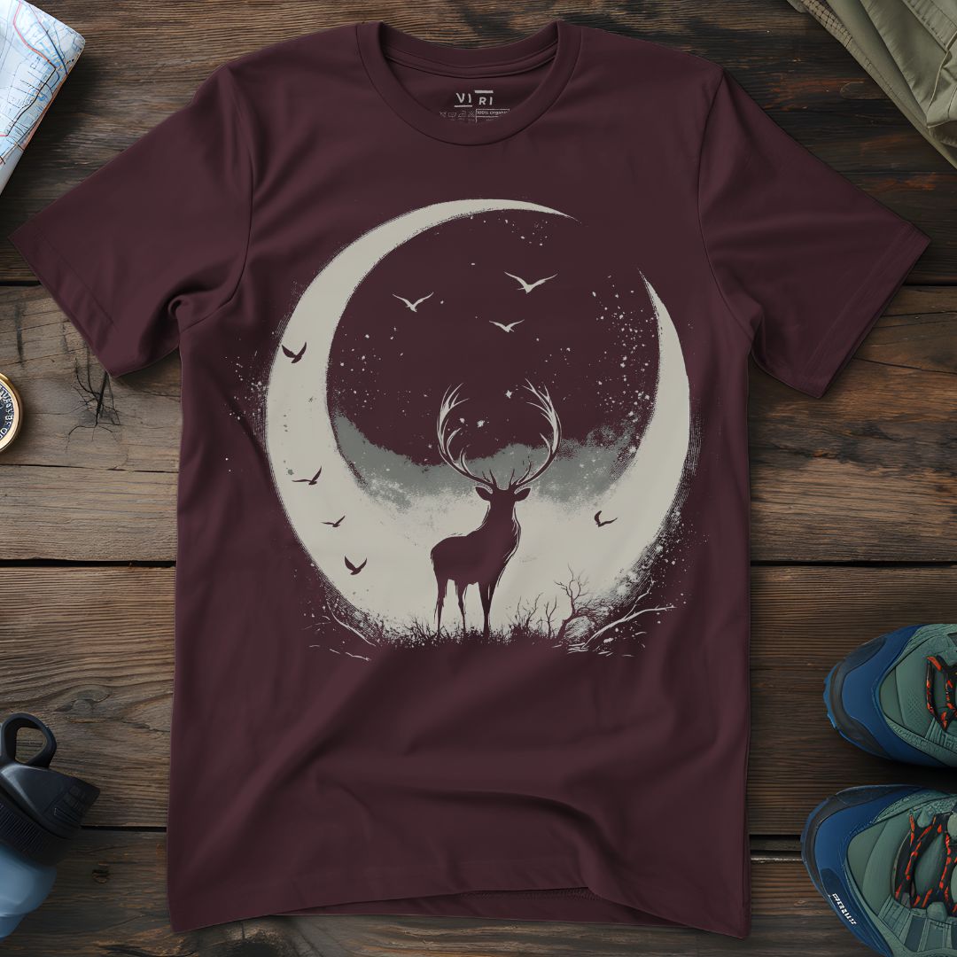 Viri Cotton Ltd. T-Shirt Red Brown / 2XS Crescent Moon Stag T-Shirt