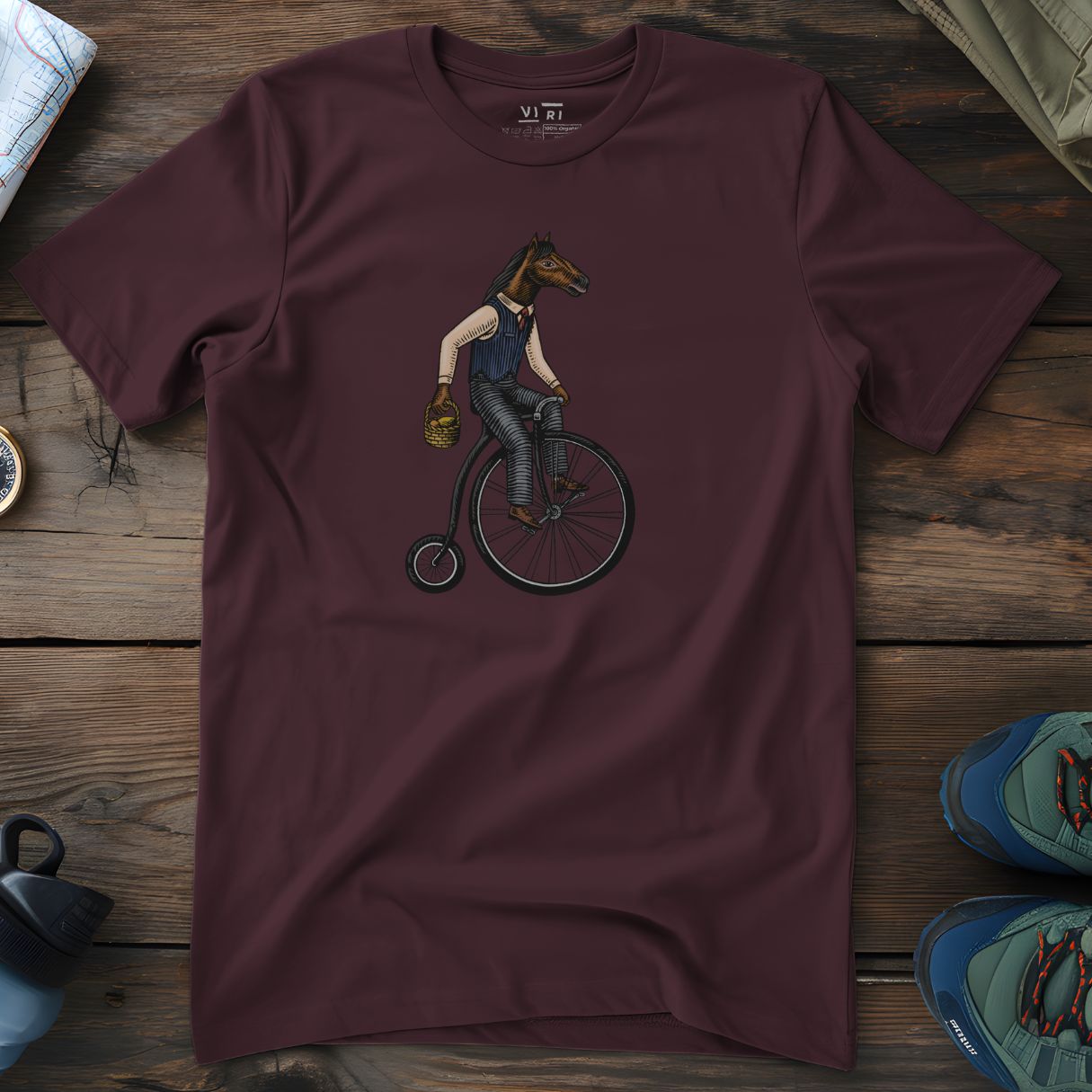 Viri Cotton Ltd. T-Shirt Red Brown / 2XS Cycling Horse T-Shirt