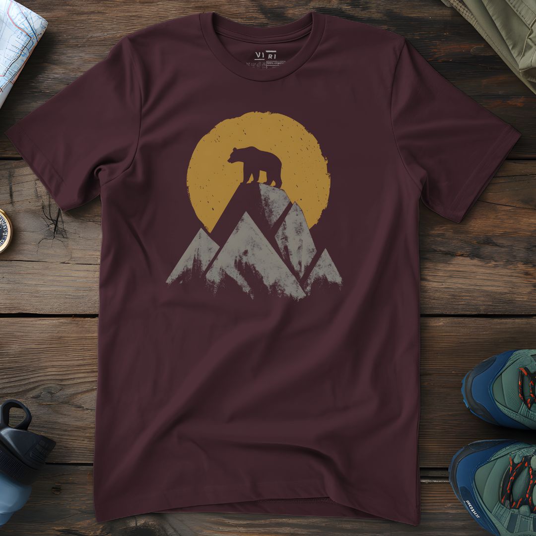 Viri Cotton Ltd. T-Shirt Red Brown / 2XS Mountain Peak Bear T-Shirt