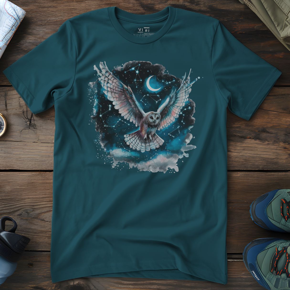 Viri Cotton Ltd. T-Shirt Stargazer / 2XS Cosmic Owl T-Shirt