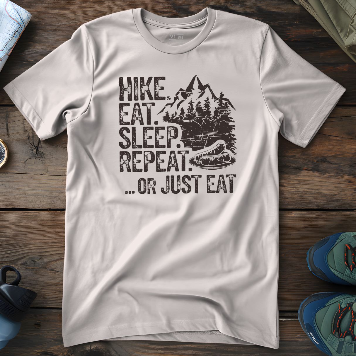 Viri Cotton Ltd. T-Shirt Vintage White / 2XS Hike. Eat. Sleep. Repeat T-Shirt